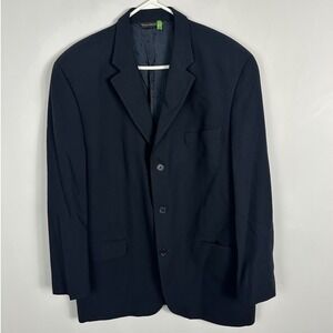 Vintage Jack Victor Canada Wool Navy Blue Blazer Jacket Sports Coat Mens Sz 44 R